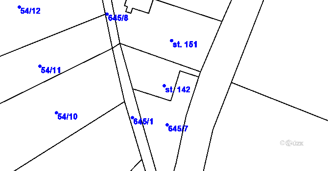 Parcela st. 142 v KÚ Tři Sekery u Kynžvartu, Katastrální mapa