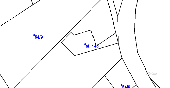 Parcela st. 143 v KÚ Tři Sekery u Kynžvartu, Katastrální mapa