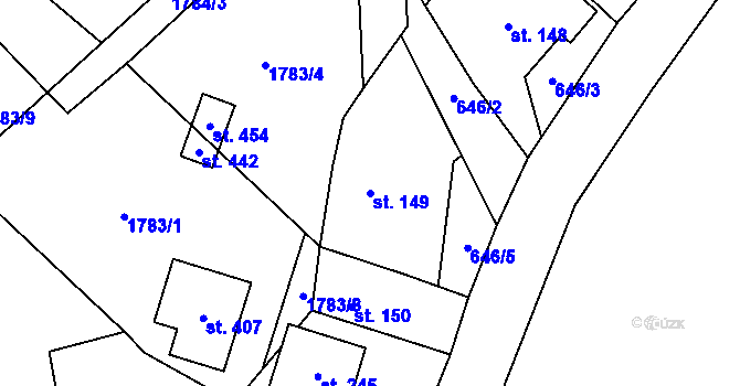 Parcela st. 149 v KÚ Tři Sekery u Kynžvartu, Katastrální mapa