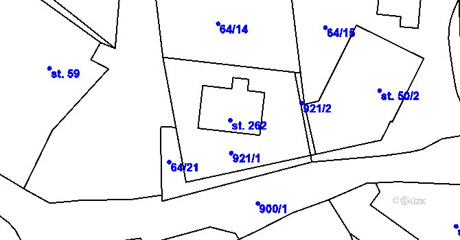 Parcela st. 262 v KÚ Tři Sekery u Kynžvartu, Katastrální mapa