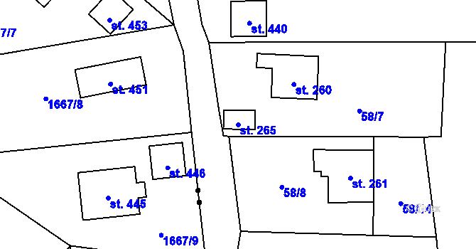 Parcela st. 265 v KÚ Tři Sekery u Kynžvartu, Katastrální mapa