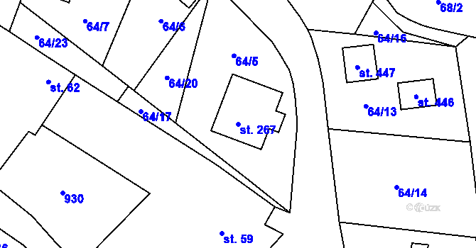 Parcela st. 267 v KÚ Tři Sekery u Kynžvartu, Katastrální mapa