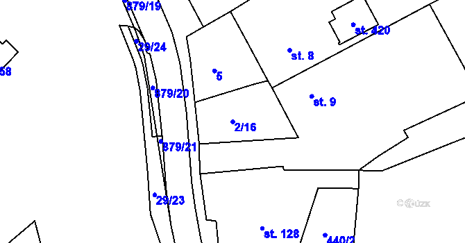 Parcela st. 2/16 v KÚ Tři Sekery u Kynžvartu, Katastrální mapa