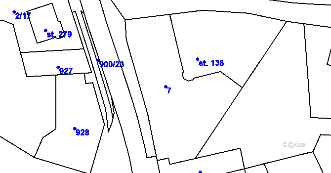 Parcela st. 7 v KÚ Tři Sekery u Kynžvartu, Katastrální mapa