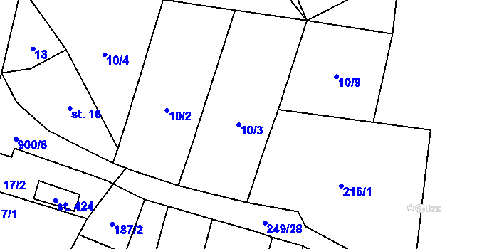 Parcela st. 10/3 v KÚ Tři Sekery u Kynžvartu, Katastrální mapa