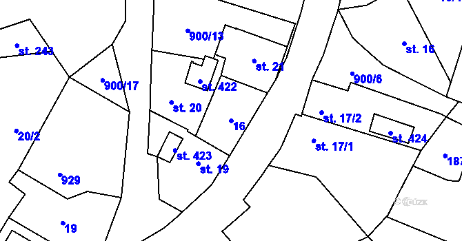 Parcela st. 16 v KÚ Tři Sekery u Kynžvartu, Katastrální mapa