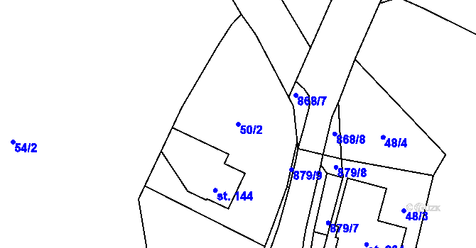 Parcela st. 50/2 v KÚ Tři Sekery u Kynžvartu, Katastrální mapa