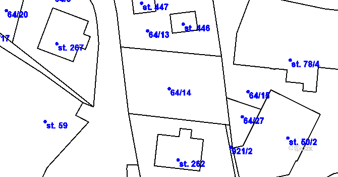 Parcela st. 64/14 v KÚ Tři Sekery u Kynžvartu, Katastrální mapa