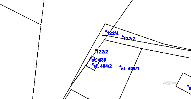 Parcela st. 122/2 v KÚ Tři Sekery u Kynžvartu, Katastrální mapa