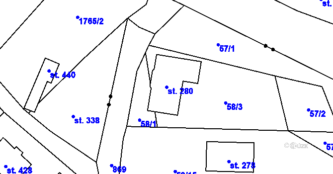 Parcela st. 280 v KÚ Tři Sekery u Kynžvartu, Katastrální mapa
