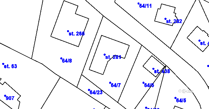 Parcela st. 281 v KÚ Tři Sekery u Kynžvartu, Katastrální mapa