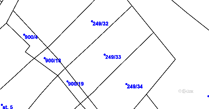 Parcela st. 249/33 v KÚ Tři Sekery u Kynžvartu, Katastrální mapa