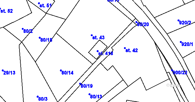 Parcela st. 418 v KÚ Tři Sekery u Kynžvartu, Katastrální mapa