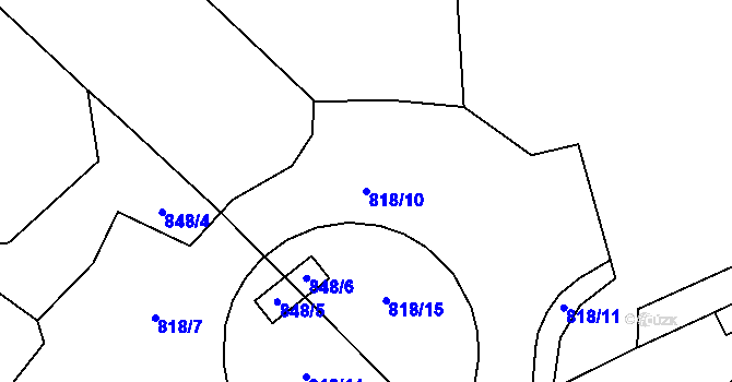 Parcela st. 818/10 v KÚ Tři Sekery u Kynžvartu, Katastrální mapa