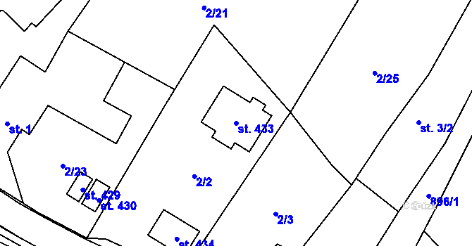 Parcela st. 433 v KÚ Tři Sekery u Kynžvartu, Katastrální mapa