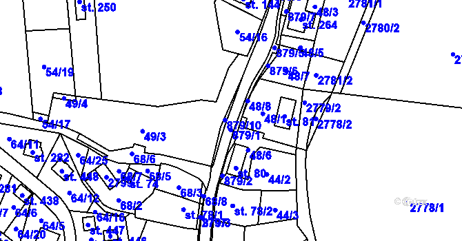 Parcela st. 879/1 v KÚ Tři Sekery u Kynžvartu, Katastrální mapa
