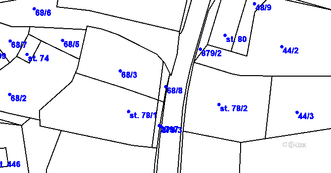 Parcela st. 68/8 v KÚ Tři Sekery u Kynžvartu, Katastrální mapa