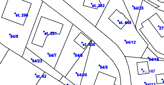 Parcela st. 438 v KÚ Tři Sekery u Kynžvartu, Katastrální mapa