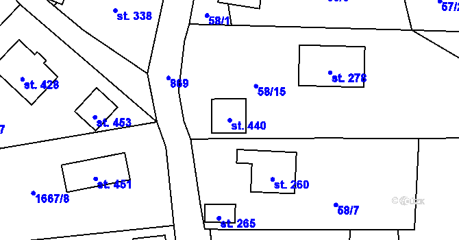 Parcela st. 440 v KÚ Tři Sekery u Kynžvartu, Katastrální mapa