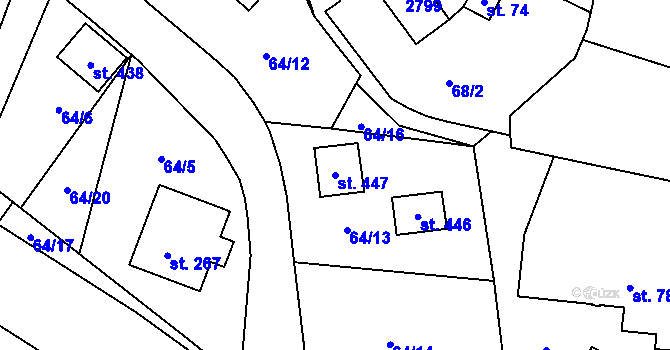 Parcela st. 447 v KÚ Tři Sekery u Kynžvartu, Katastrální mapa