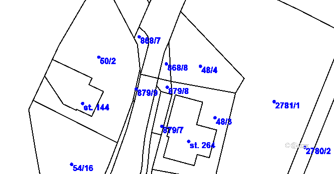 Parcela st. 879/8 v KÚ Tři Sekery u Kynžvartu, Katastrální mapa