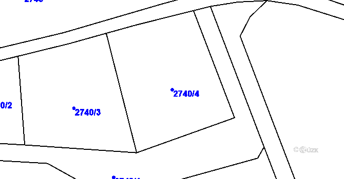 Parcela st. 2740/4 v KÚ Tři Sekery u Kynžvartu, Katastrální mapa