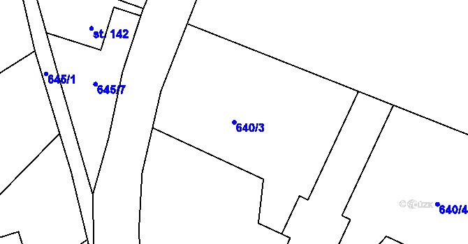 Parcela st. 640/3 v KÚ Tři Sekery u Kynžvartu, Katastrální mapa
