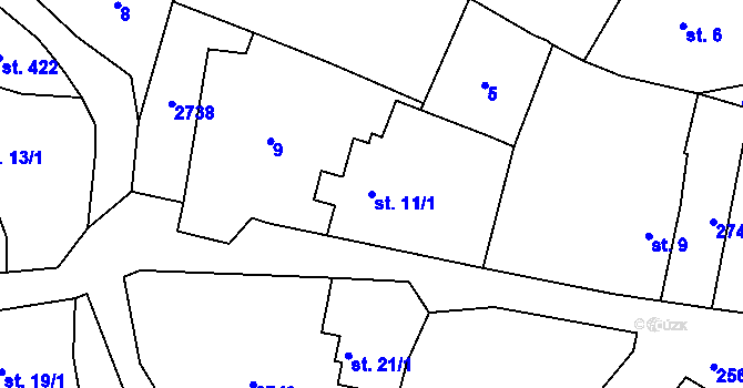 Parcela st. 11/1 v KÚ Tři Sekery u Tachova, Katastrální mapa