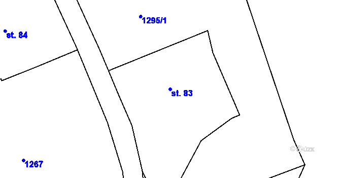 Parcela st. 83 v KÚ Tři Sekery u Tachova, Katastrální mapa
