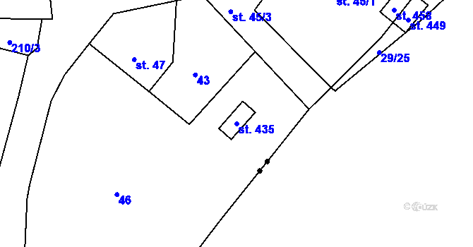 Parcela st. 435 v KÚ Tři Sekery u Tachova, Katastrální mapa
