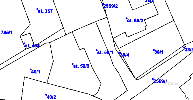 Parcela st. 59/1 v KÚ Tři Sekery u Tachova, Katastrální mapa