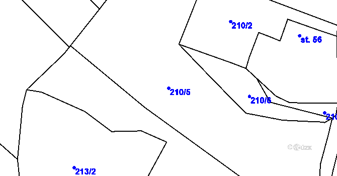 Parcela st. 210/5 v KÚ Tři Sekery u Tachova, Katastrální mapa