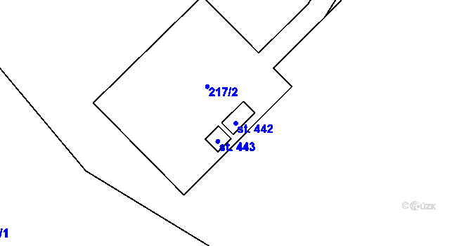 Parcela st. 442 v KÚ Tři Sekery u Tachova, Katastrální mapa