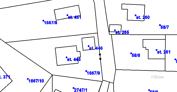 Parcela st. 446 v KÚ Tři Sekery u Tachova, Katastrální mapa