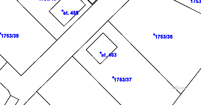 Parcela st. 463 v KÚ Tři Sekery u Tachova, Katastrální mapa