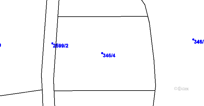 Parcela st. 346/4 v KÚ Tři Sekery u Tachova, Katastrální mapa
