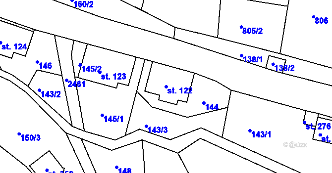 Parcela st. 122 v KÚ Tříč, Katastrální mapa