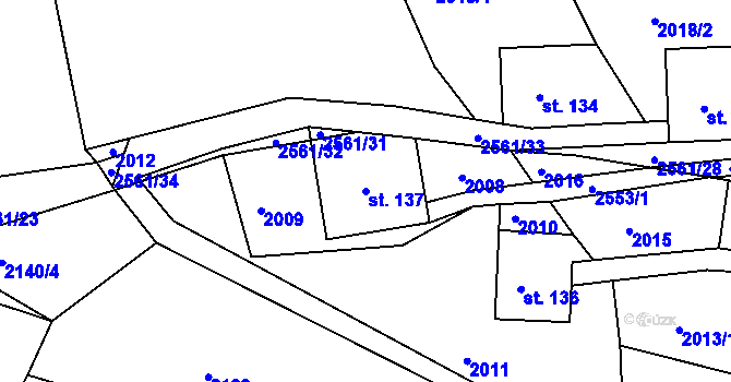 Parcela st. 137 v KÚ Tříč, Katastrální mapa