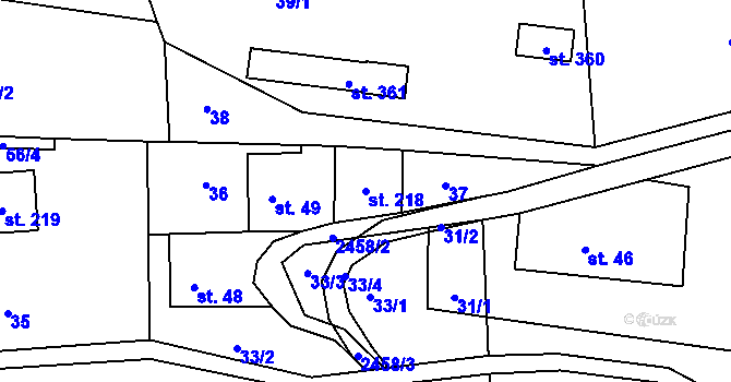 Parcela st. 218 v KÚ Tříč, Katastrální mapa