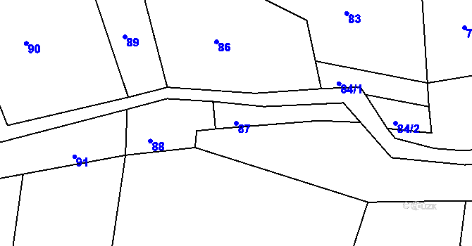 Parcela st. 87 v KÚ Tříč, Katastrální mapa