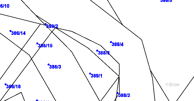 Parcela st. 388/3 v KÚ Tříč, Katastrální mapa