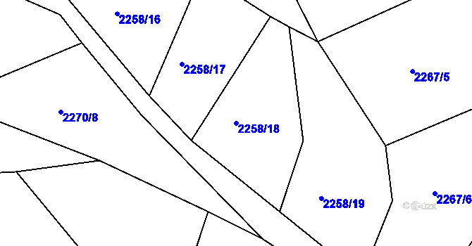 Parcela st. 2258/18 v KÚ Tříč, Katastrální mapa