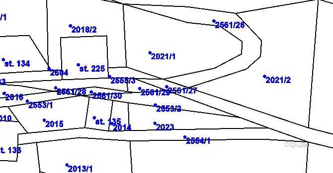 Parcela st. 2561/27 v KÚ Tříč, Katastrální mapa