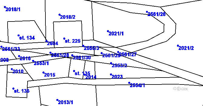Parcela st. 2561/29 v KÚ Tříč, Katastrální mapa