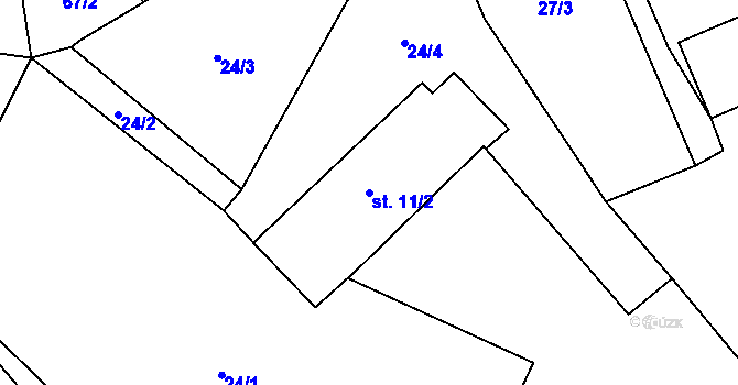 Parcela st. 11/2 v KÚ Třímany, Katastrální mapa