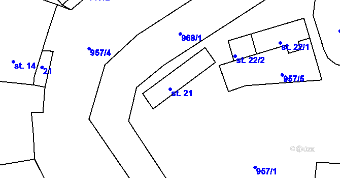 Parcela st. 21 v KÚ Třímany, Katastrální mapa