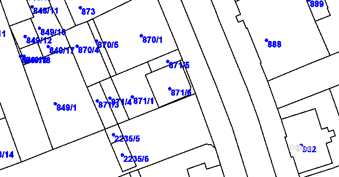 Parcela st. 871/6 v KÚ Třinec, Katastrální mapa