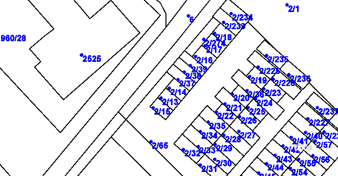 Parcela st. 2/14 v KÚ Třinec, Katastrální mapa