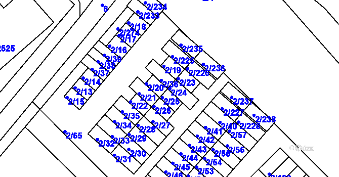 Parcela st. 2/24 v KÚ Třinec, Katastrální mapa