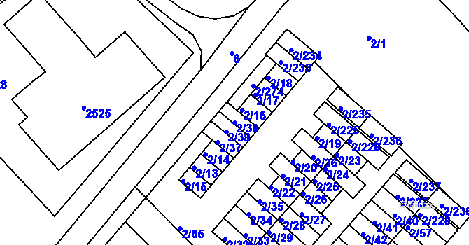 Parcela st. 2/39 v KÚ Třinec, Katastrální mapa